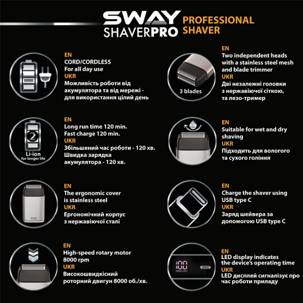 Професійний шейвер Sway Shaver Pro Black - фото 6