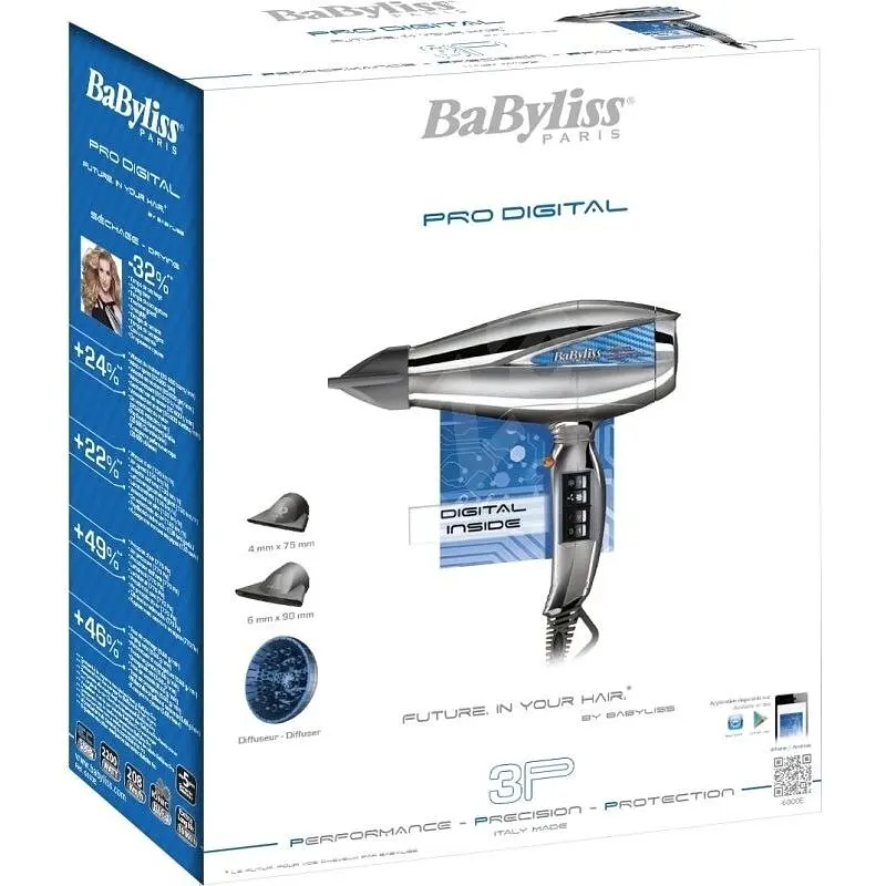 Фен BaByliss 6000E AC motor PRO, серебристый - фото 2