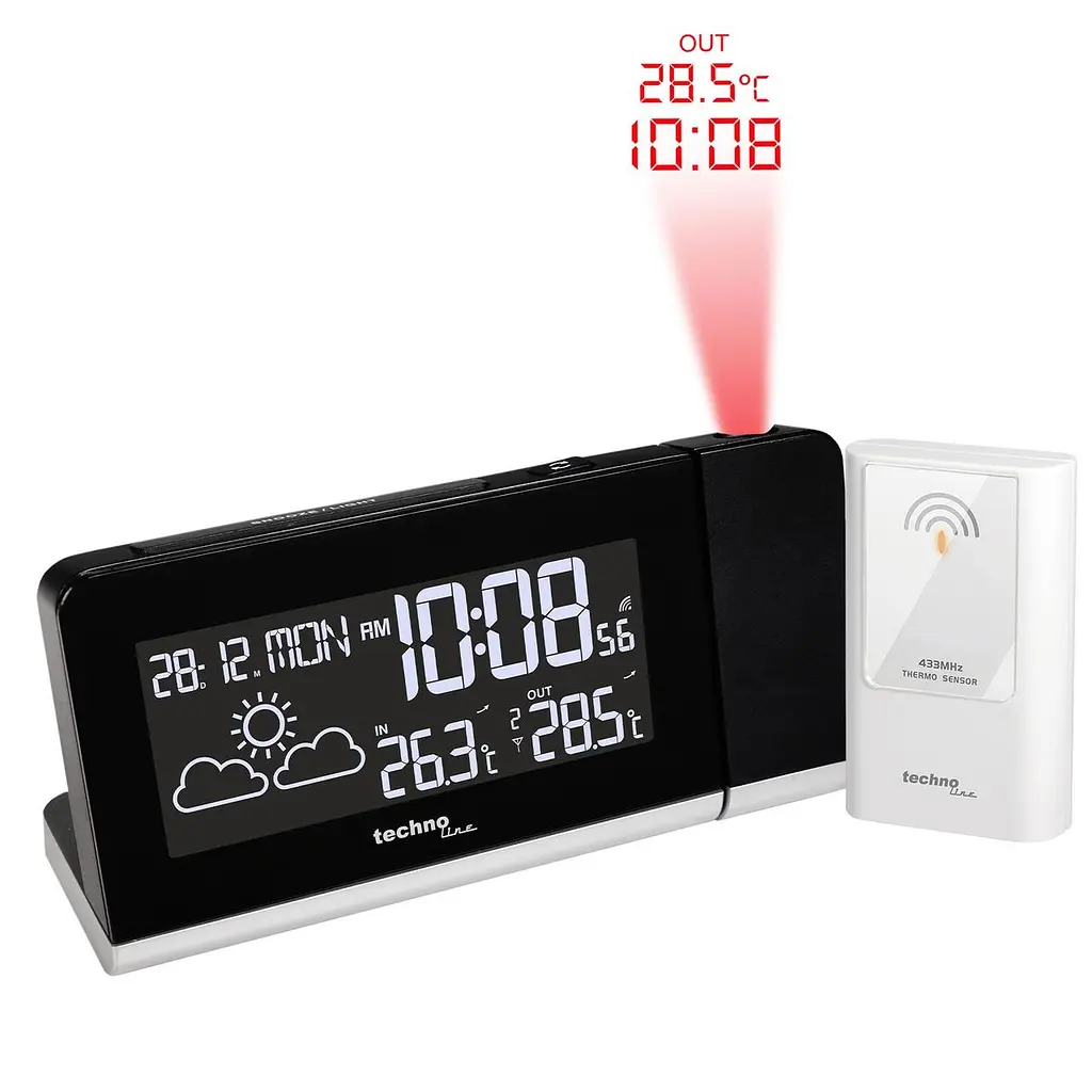 Часы проекционные настольные Technoline WT539 Black (WT539) Часы, Будильник, Календарь, Термометр, Прогноз погоды - фото 4