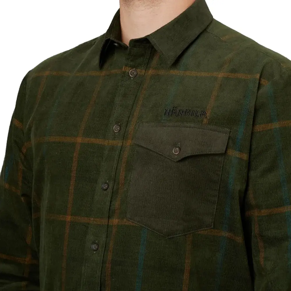 Рубашка Harkila Kaldfjord corduroy check shirt L Willow green - фото 5