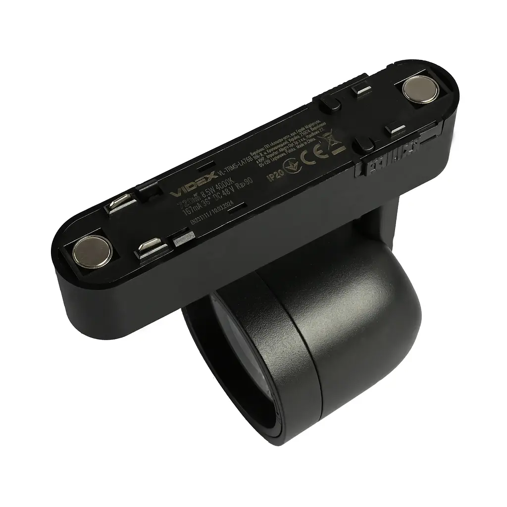 Світильник МАГНІТНИЙ трековий VIDEX LA76B 8.5W 4000K 48V Black VIDEX (28023-000) - фото 7