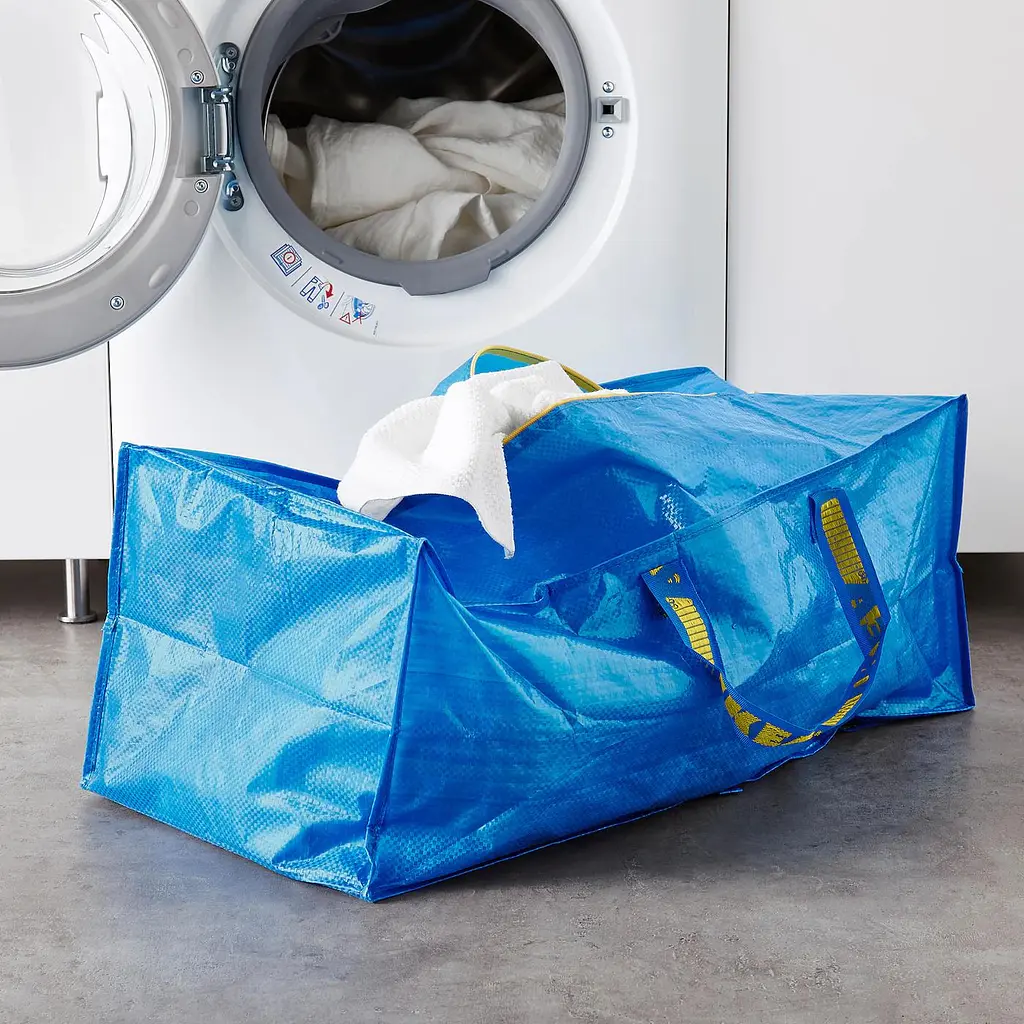 Сумка IKEA велика господарська для зберігання та переїзду, 76 л, синя, 73×35×30 см - фото 3