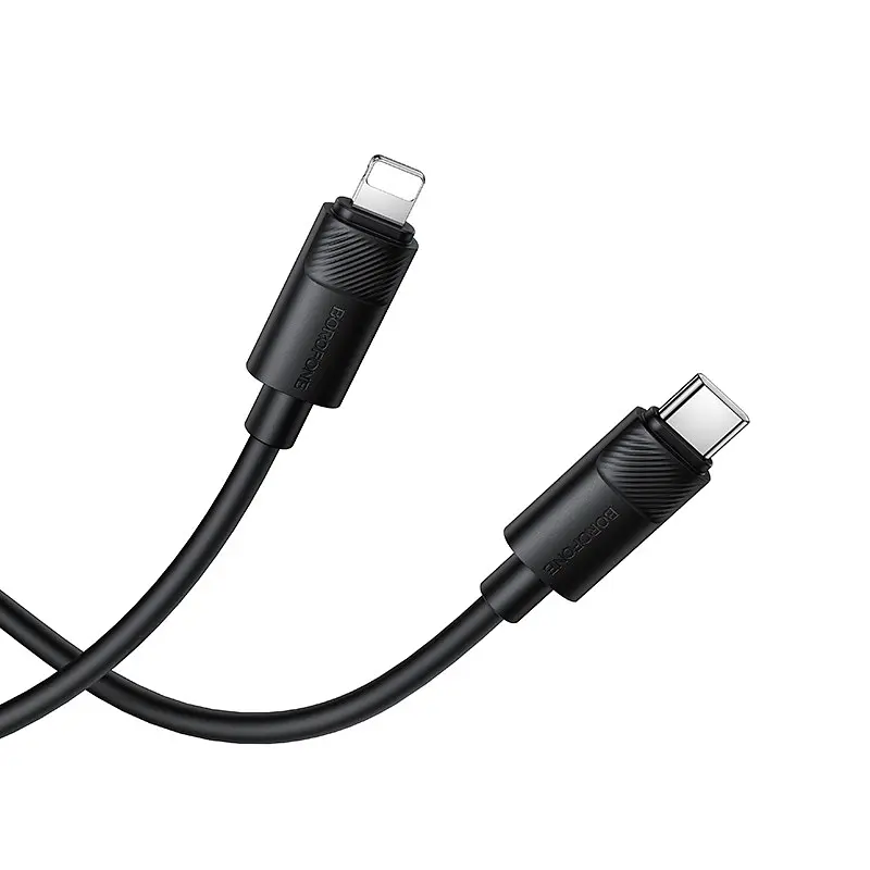 Кабель BOROFONE BX123 Leya PD30W silicone charging data cable iP Чорний - фото 3