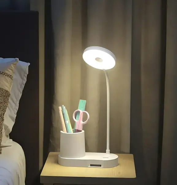 Настільна LED лампа з гнучкою ніжкою та утримувачем сенсорне керування USB-живлення Білий - фото 5