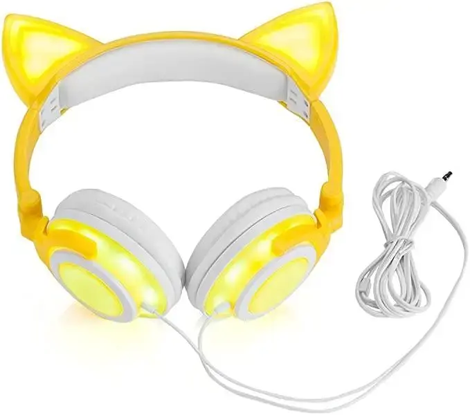 Наушники UFT BL108 Yellow с кошачьими ушками и подсветкой - фото 3