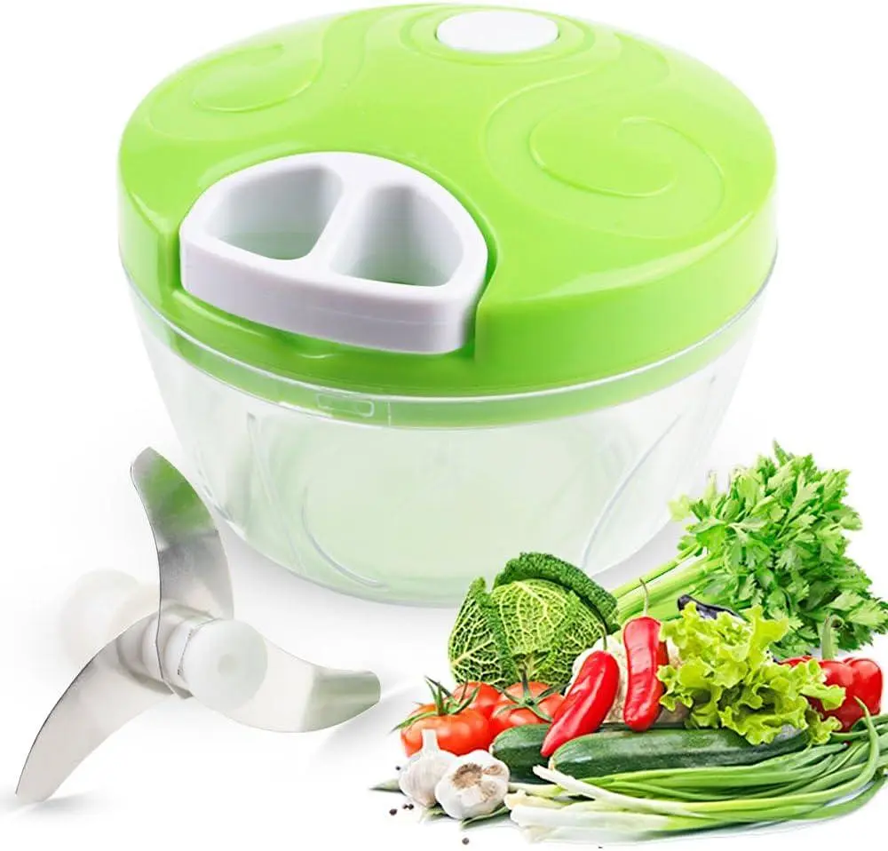 Універсальна ручна овочерізка подрібнювач із піддоном Easy Spin Cutter, Kitchen Master Салатовий 85348 - фото 4