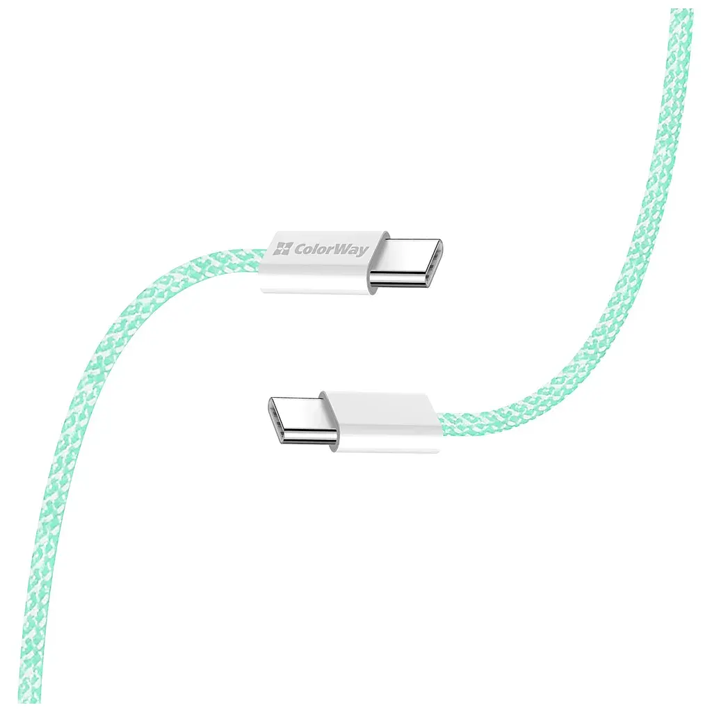 Дата кабель USB-C to USB-C 1.0m 60W 3.0А green ColorWay (CW-CBPDCC061-G) - фото 5