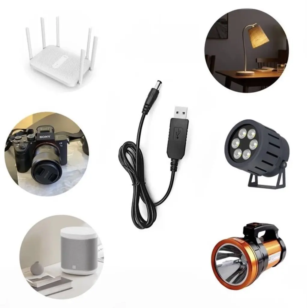 Кабель для роутера USB DC живлення від Power Bank Fonken із трансформатором 12V з перехідником 5.5 - 3.5 мм Чорний - фото 4