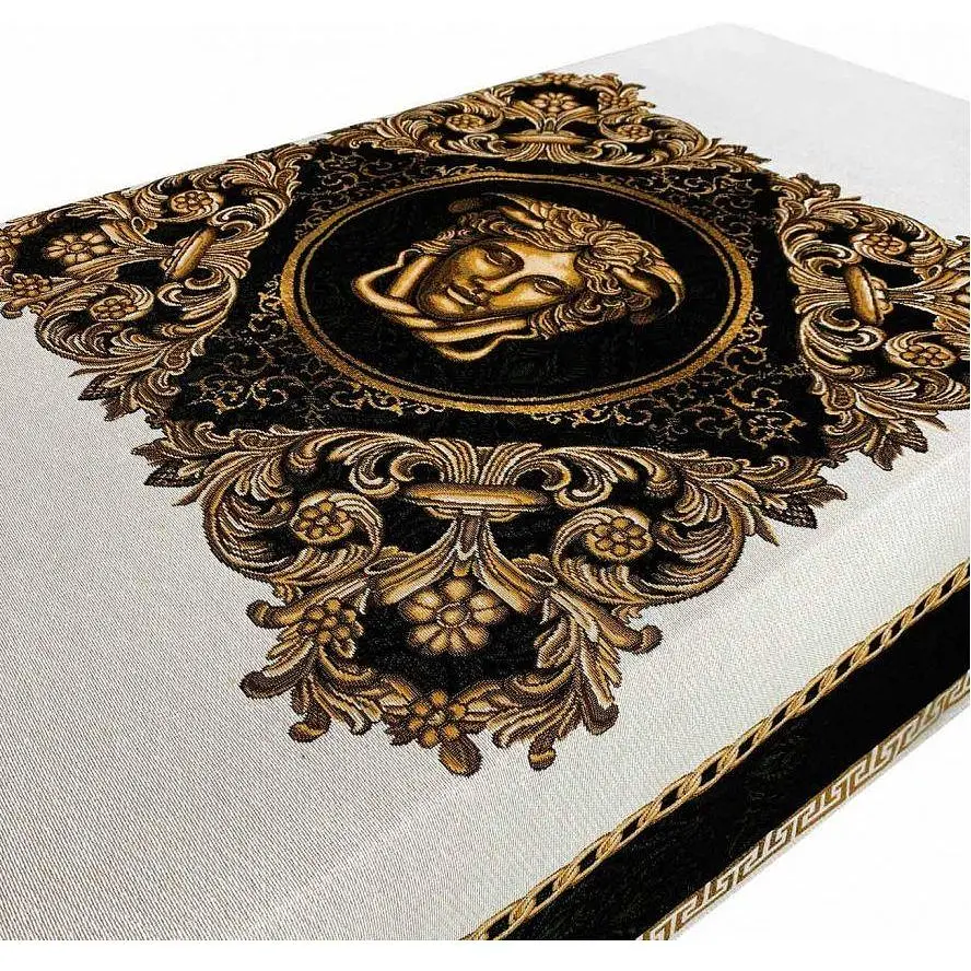 Скатерть Прованс Arte di lusso 180х135 см черно-белая с золотым (25450) - фото 2