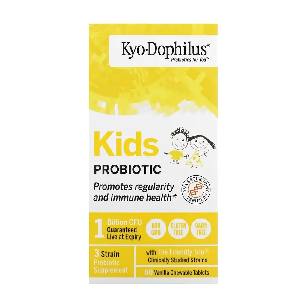 Пробіотики Kyolic Пробіотик для дітей, смак ванілі, Kids Probiotic, 60 жувальних. (WAK-60132)