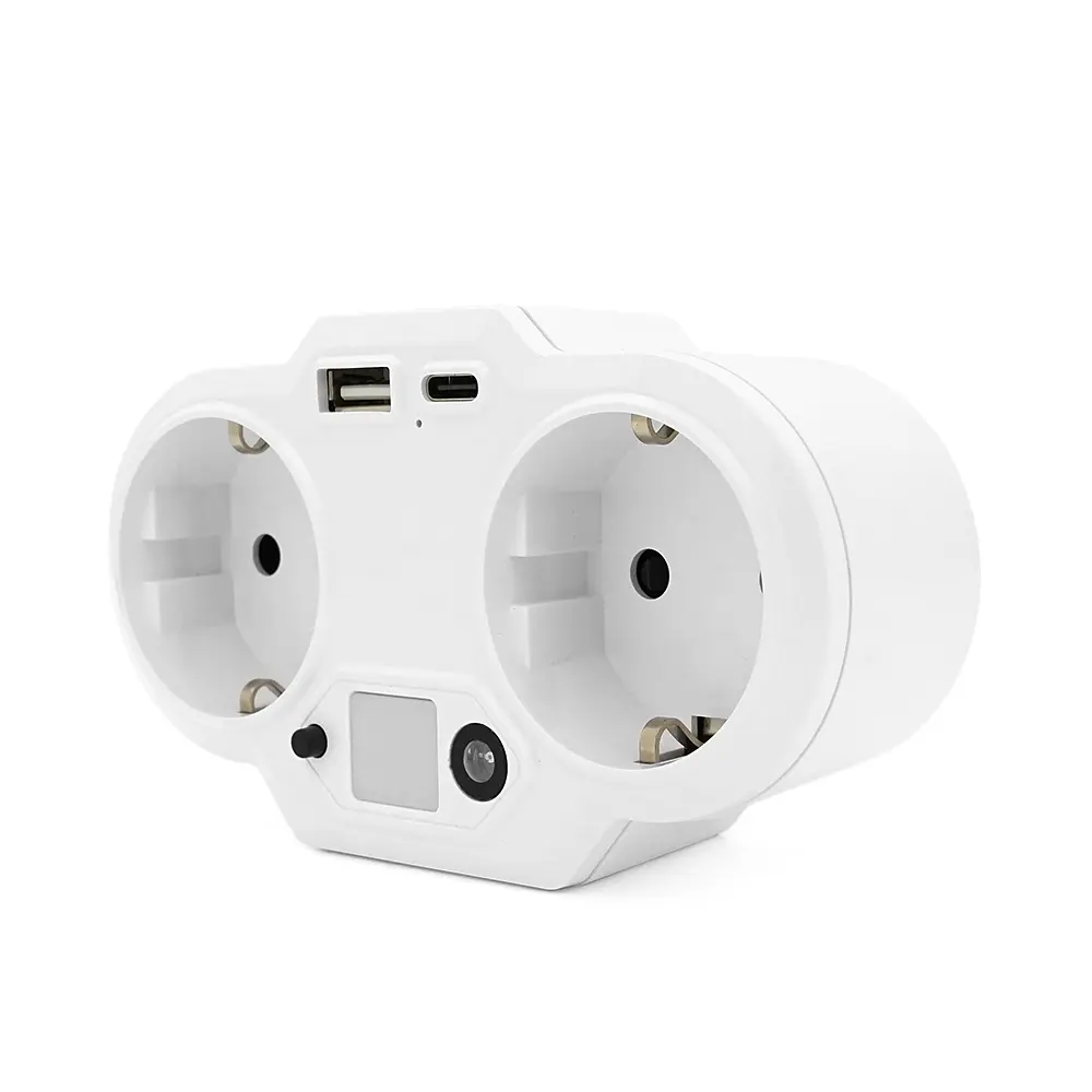 Розетка двійник Voltronic із заземленням HHT609W, USB+Type-C, 3.4А, зашита від перевантаження, White - фото 3