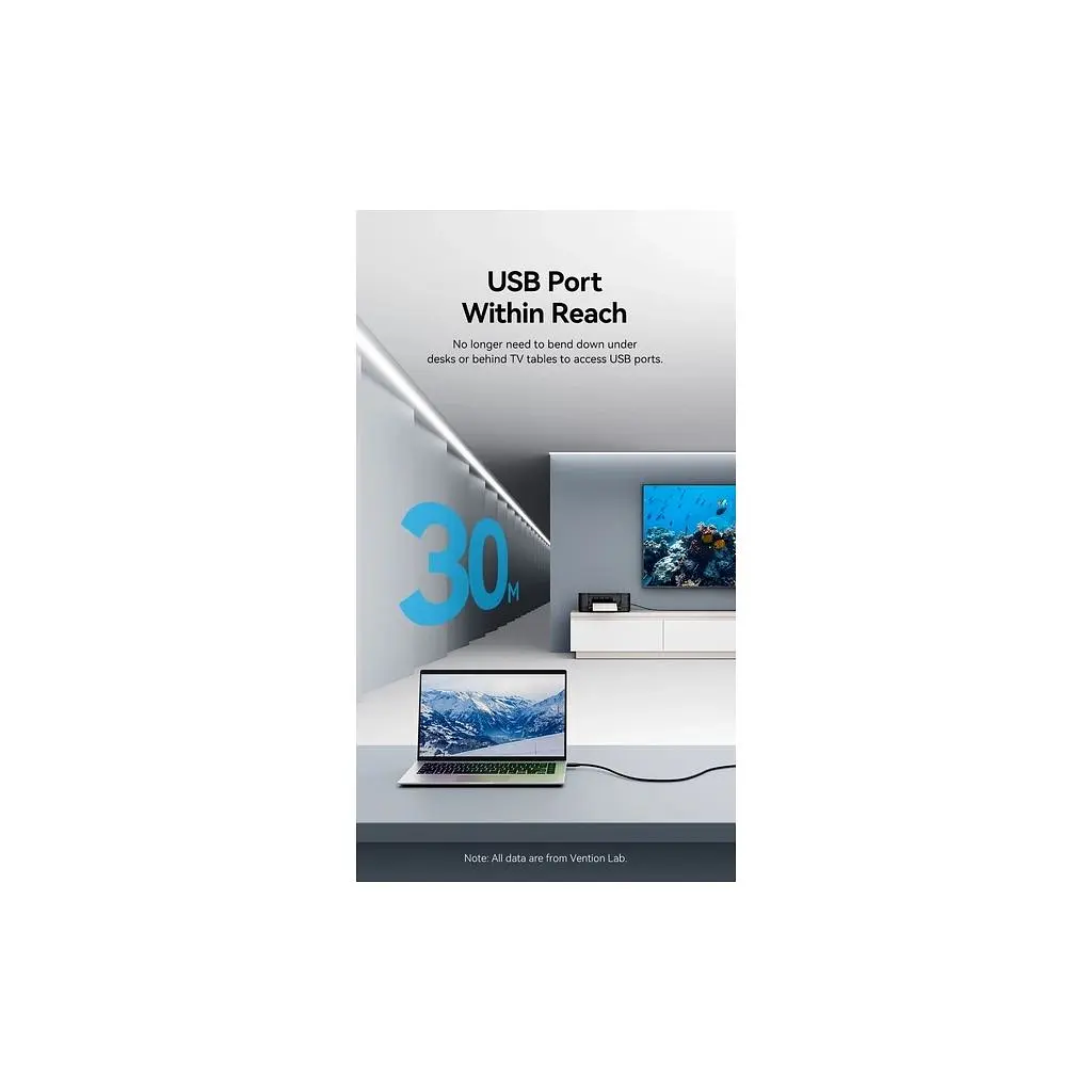 Дата кабель USB 2.0 AM/AF 10.0m Active black Vention (CBKBL) - фото 4