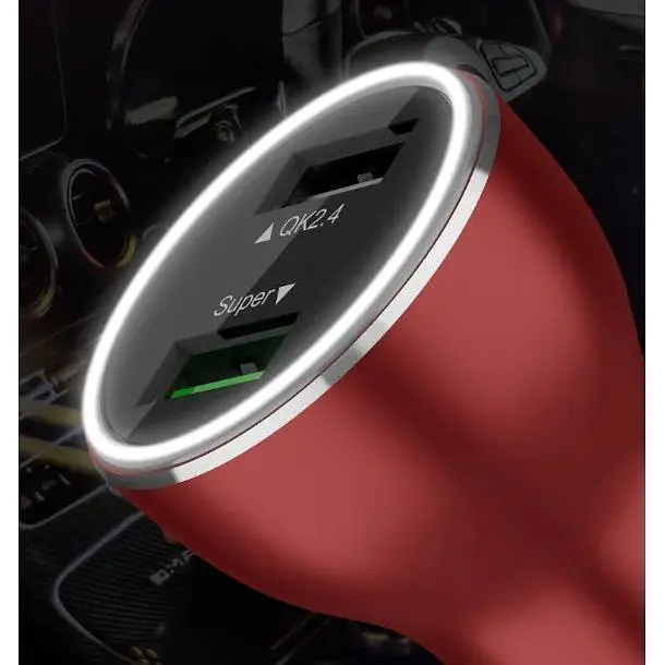 Автомобільний зарядний пристрій DK + кабель Warp Charge 2USB 40W (QK739) red - фото 5
