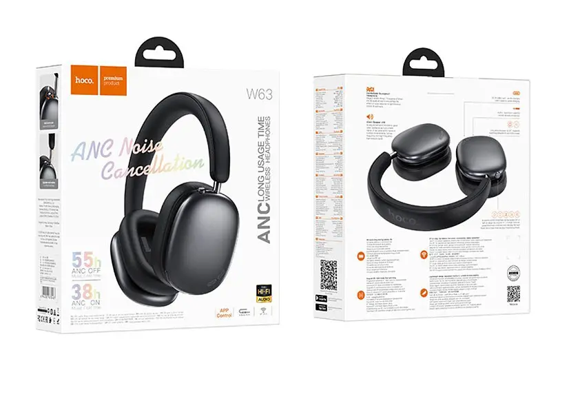 Наушники Bluetooth Главные Hoco W63 Triunfo ANC черный - фото 3