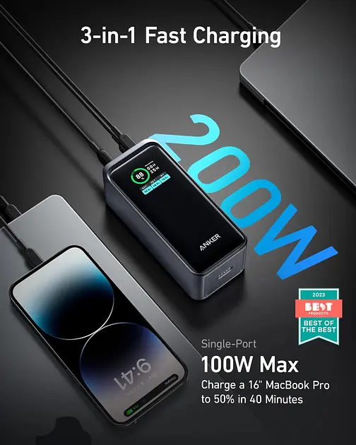 Аккумулятор внешний Anker Prime 20000mAh 200W (A1336011) - фото 4