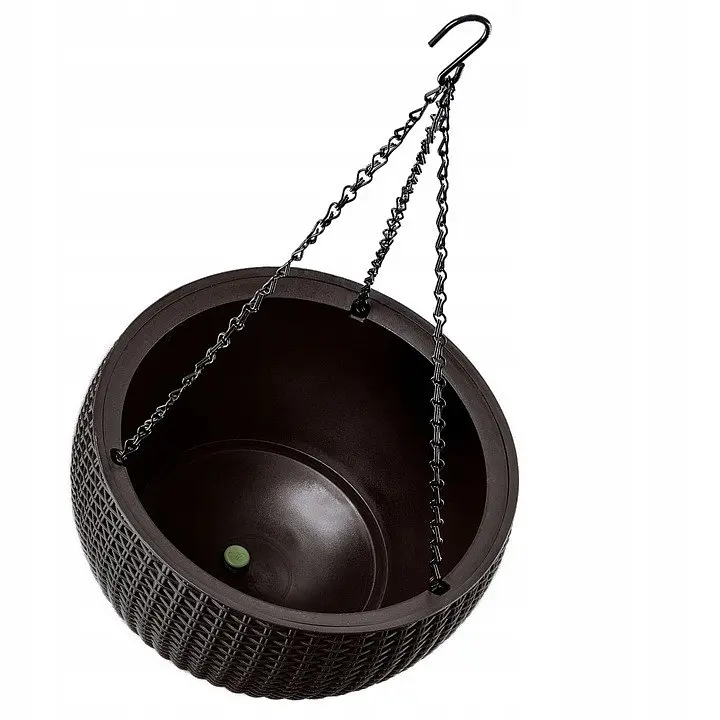 Горщик для рослин Keter Rattan Hanging Sphere з ланцюжками підвісний темно-коричневий 8.6 л - фото 2