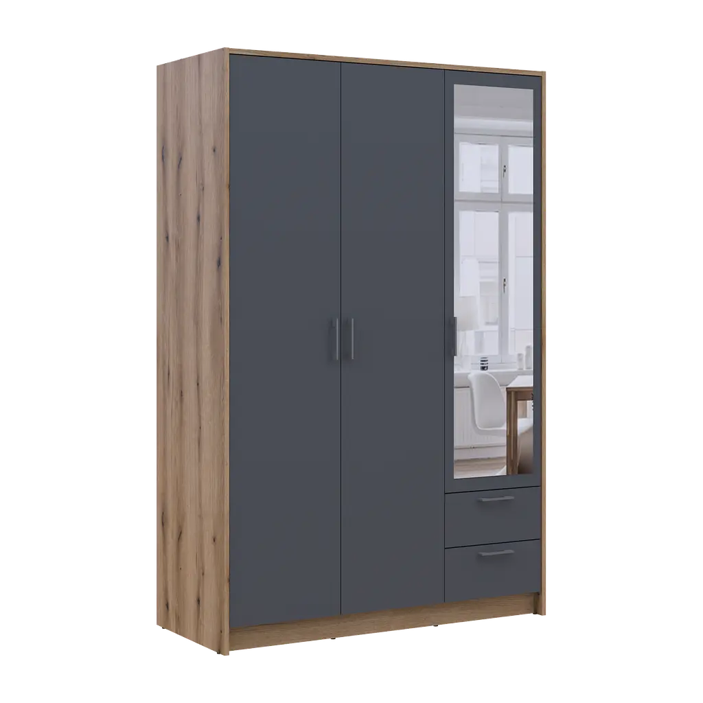 Шафа для одягу Doros Ронді з дзеркалом Дуб Артизан/Графіт 3ДСП 121х52х195 (80737816) - фото 6