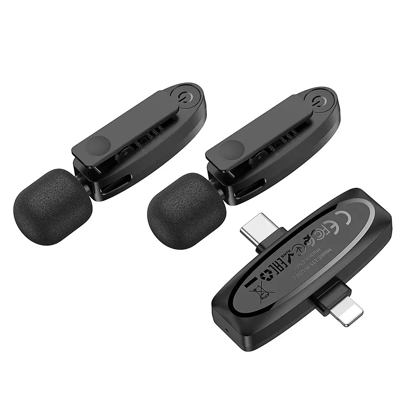 Бездротова мікрофонна система HOCO L15 dual-mic (iP/Type-C) Black (6942007638623) - фото 4