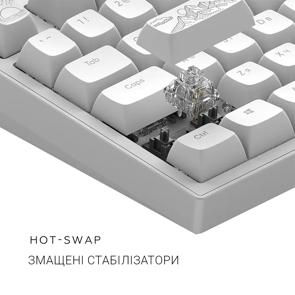 Ігрова клавіатура DARK PROJECT ALU81 Terra Nostra ENG/UA (DPKB_NOSTRA_81_ANSI_WHITE_UA) - фото 7