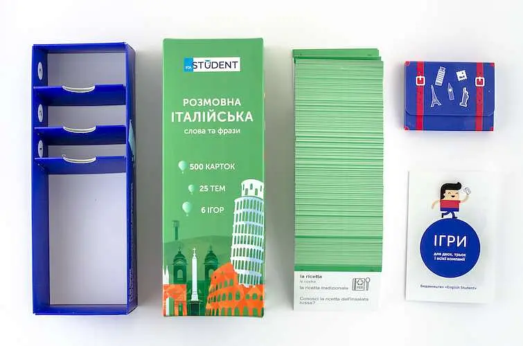 Настільна гра English Student Картки для вивчення розмовної італійської мови English Student (укр.) (41315843) - фото 6