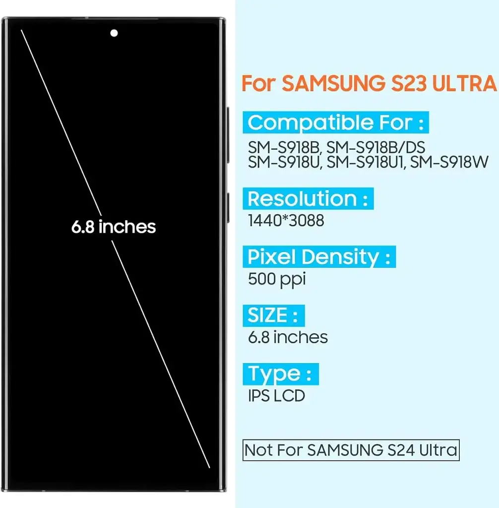 Заміна екрана для РК-дисплея Samsung S23 Ultra SM-S918U S918W, Amazon, Німеччина - фото 2