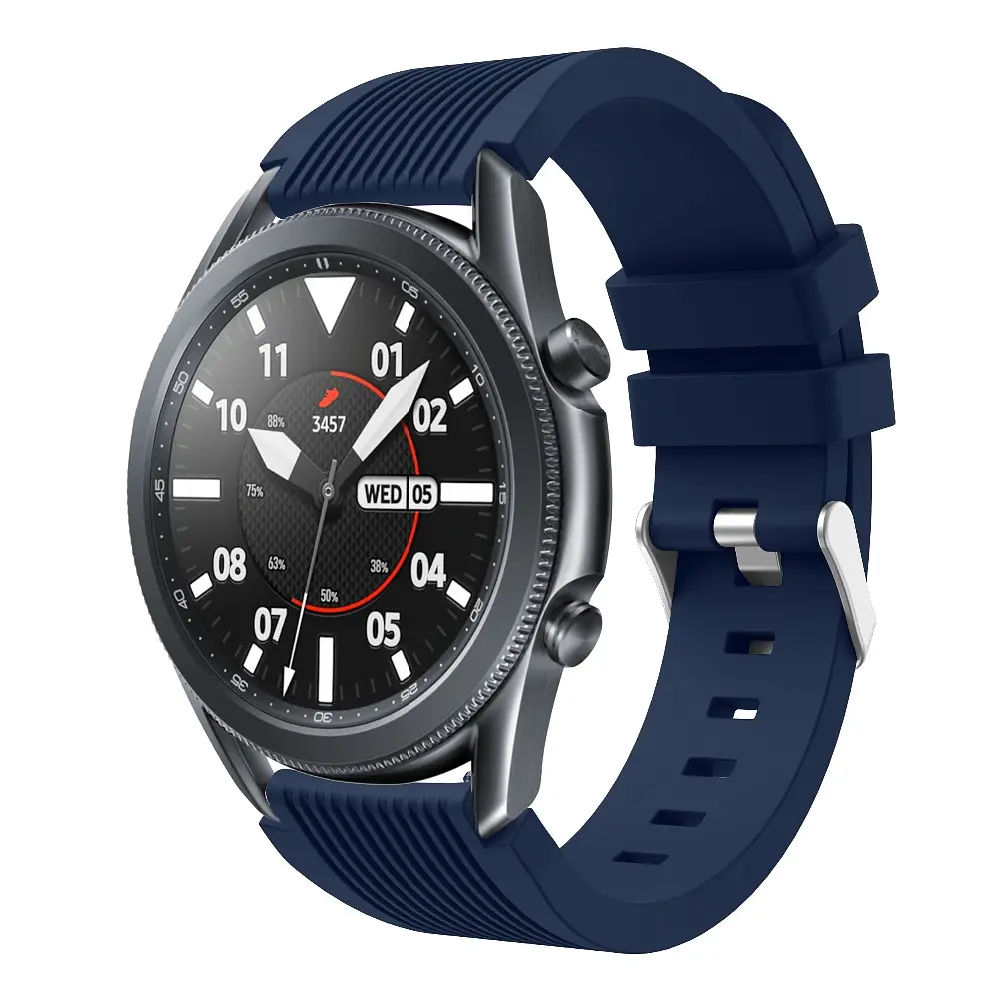 Силиконовый ремешок Watchbands Galaxy на смарт-часы Samsung Galaxy Watch 3 45mm - тёмно-синий (WB001GALAXYDARKBLUE3452) - фото 3