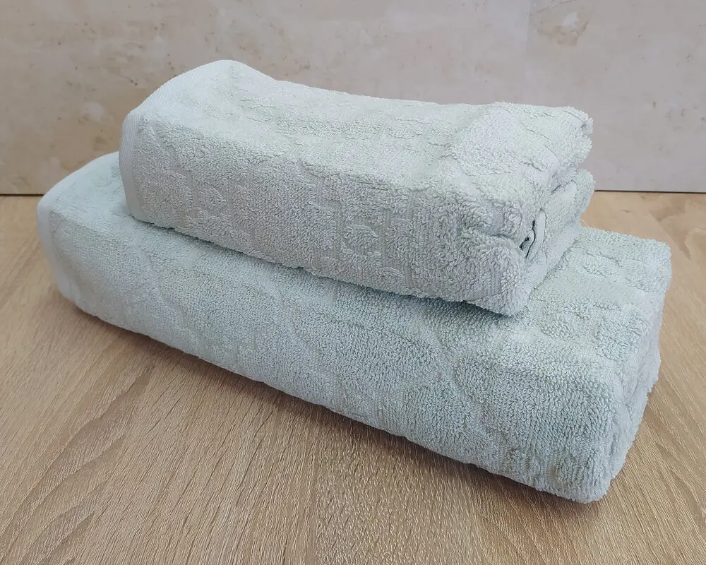 Набір турецьких махрових рушників 50х90+70х140 Gulcan Jacquard Cotton Lux Motif Мint - фото 2