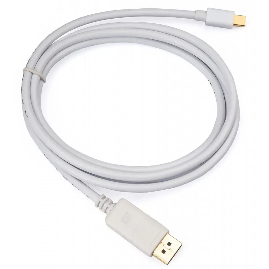 Кабель мультимедійний miniDisplayPort M to Display Port M 1.8m 4K white Vinga (VCPMDPDP1.8WH) - фото 2