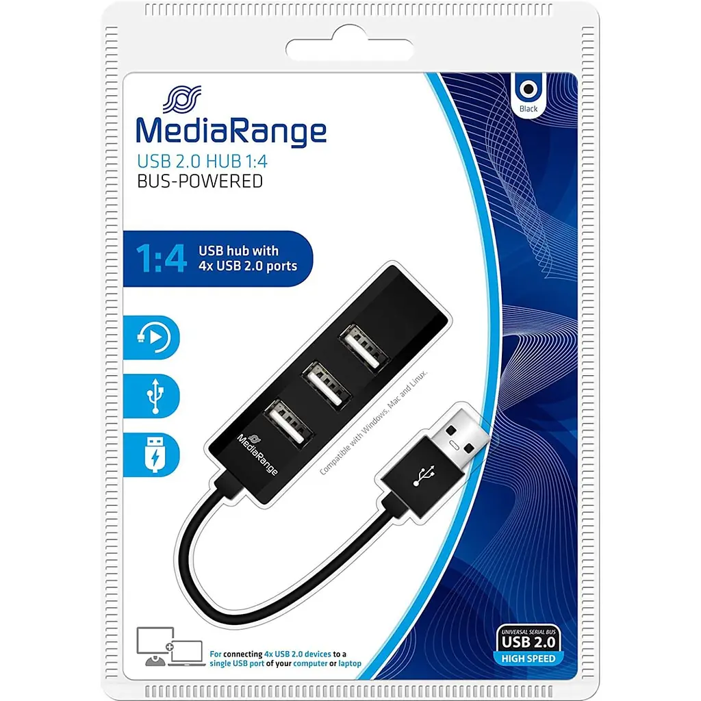USB-Хаб MediaRange USB 2.0 Hub black (MRCS502) - фото 2