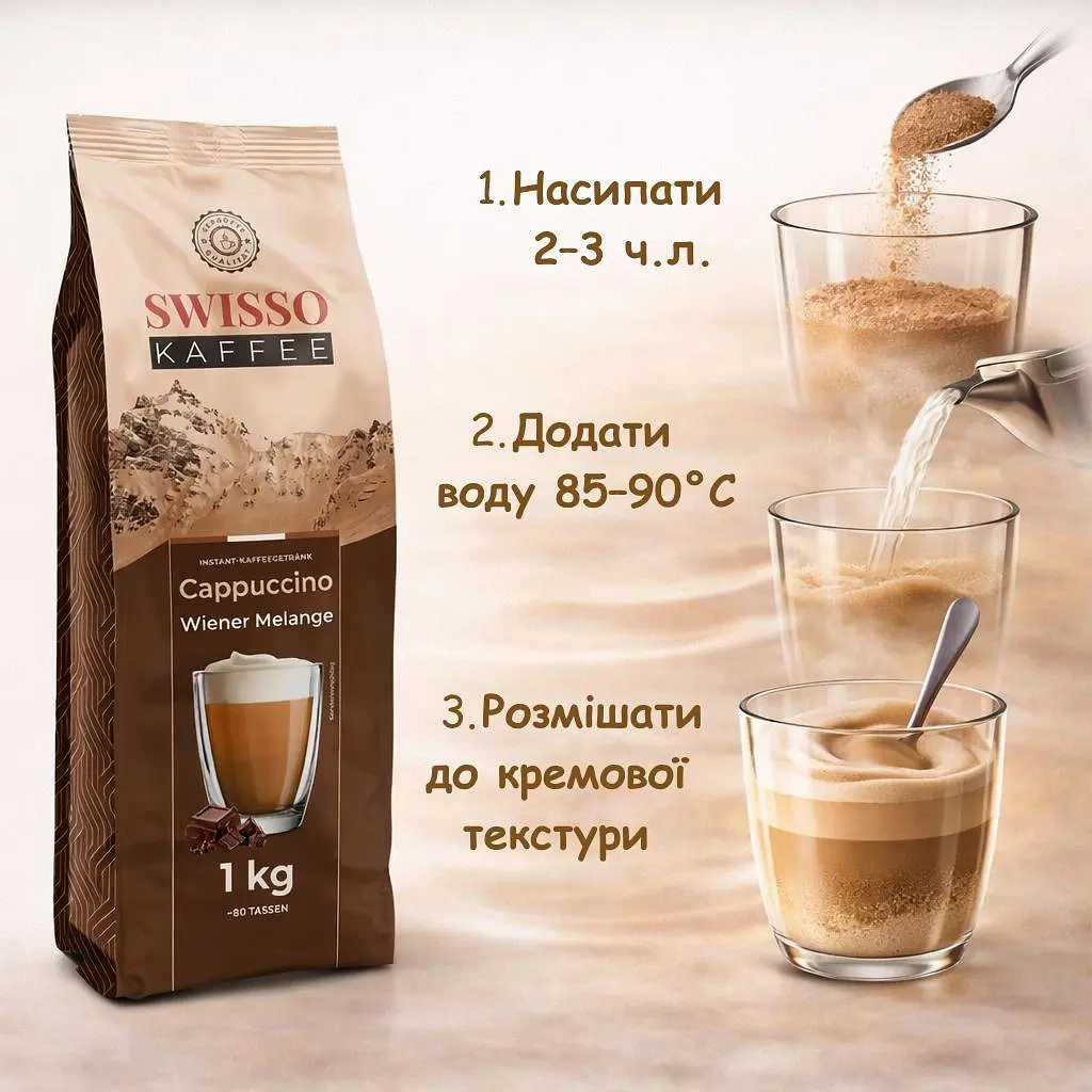 Капучино Swisso Kaffee Cappuccino Wiener Melange зі смаком віденського меланжу 1 кг - фото 3