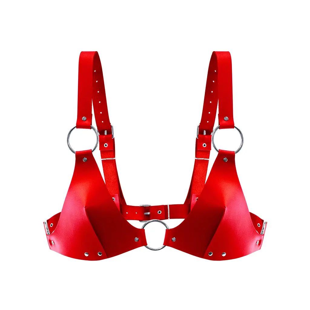Ліф з натуральної шкіри Feral Feelings - Bikini Top Red