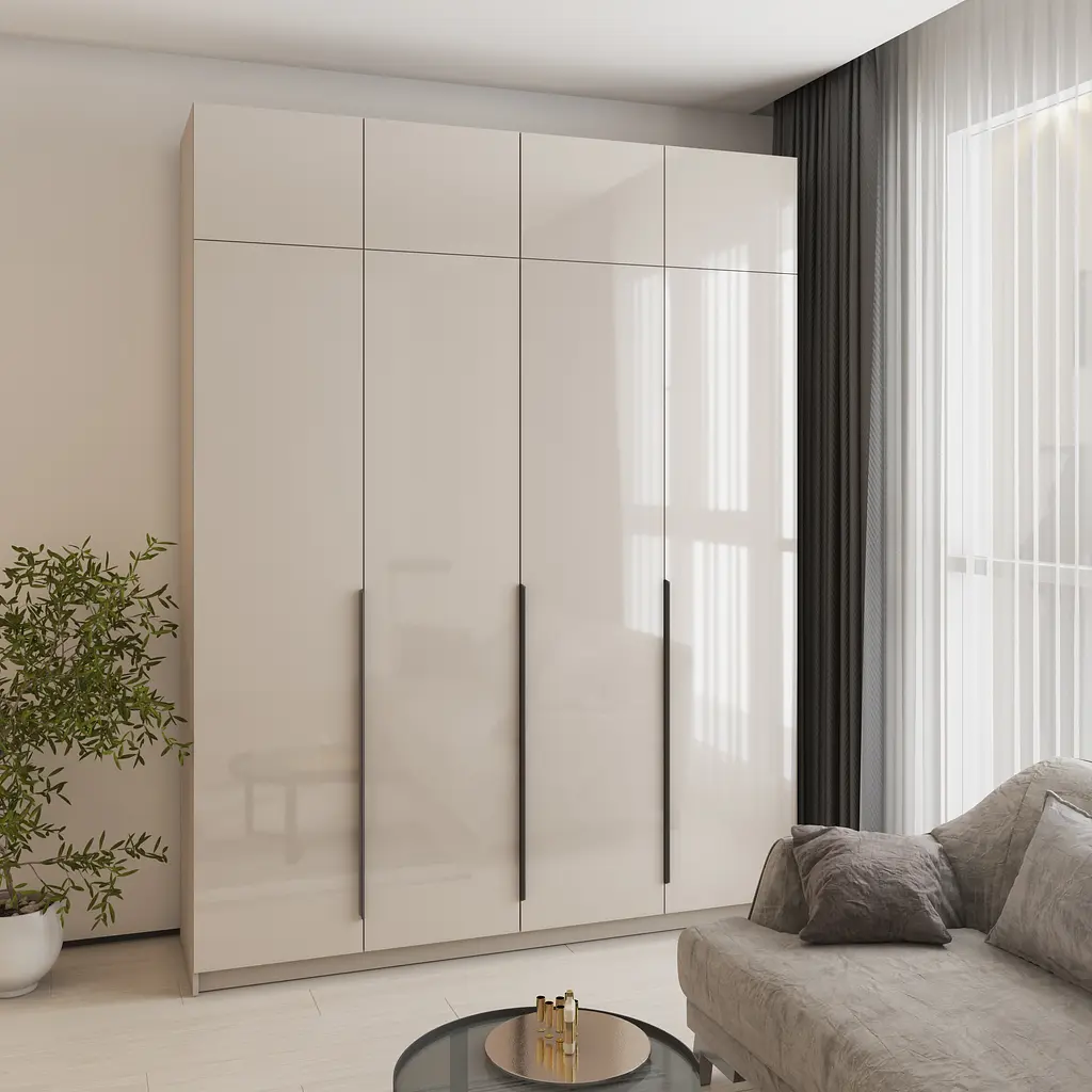 Шафа 4-дверна з антресоллю MebelStar Оскар Gloss BL-B, 4 додаткові полиці 200x52x260 см Кашемір/Кашемір (MBS-5581) - фото 1