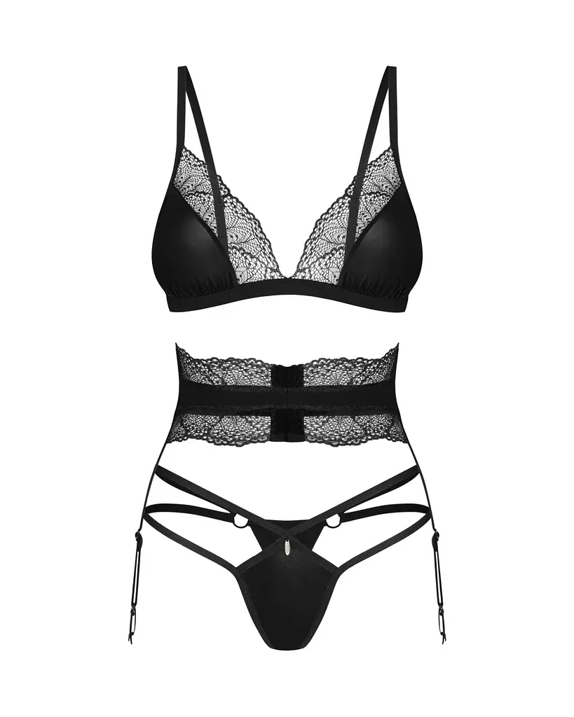 Комплект білизни Obsessive Lobellis XS/S чорний - фото 6