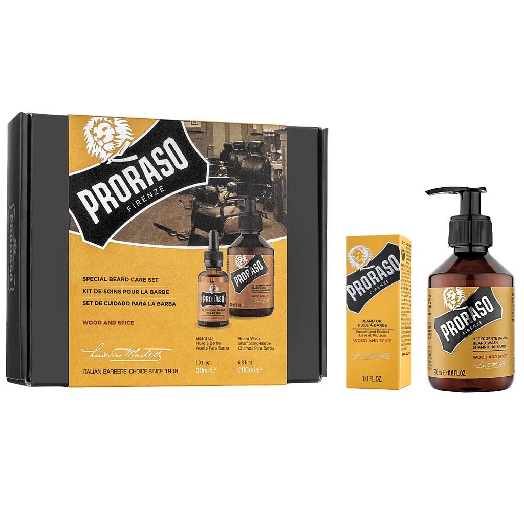 Подарочный набор для ухода за бородой Proraso Wood&Spices Шампунь, 200 мл + Масло, 30 мл - фото 1