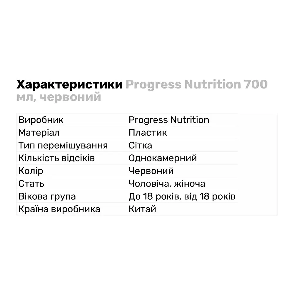 Шейкер Progress Nutrition 700 мл червоний - фото 2
