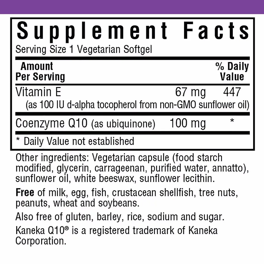 Коензим Q10 Bluebonnet Nutrition CoQ10 100 мг 60 желатинових капсул - фото 2