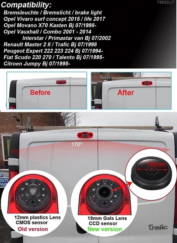 Камера заднього огляду Fiat Opel Vivaro Renault Trafic AHD 720-1080 з кутом огляду 170° KA-456-LN - фото 3