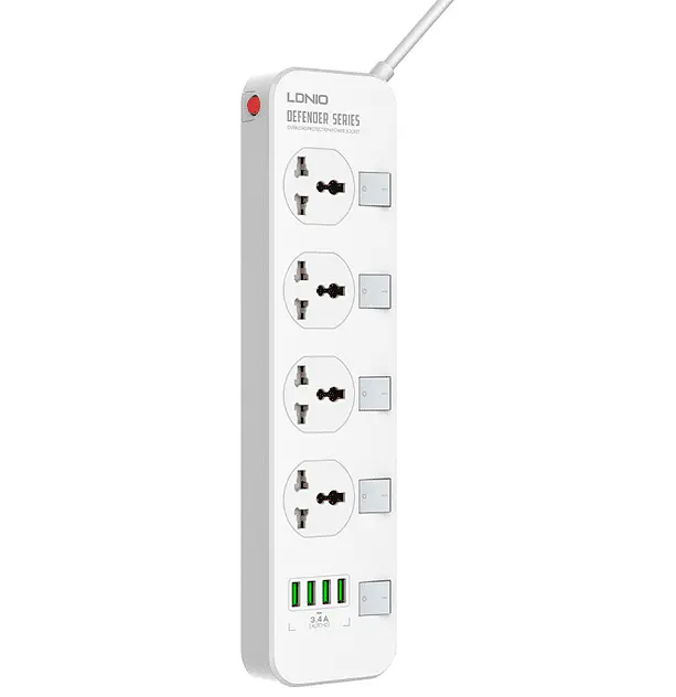 Сетевой фильтр LDNIO SC4408, 4 Розетки + 4 USB, 2 м, сечение 3х0,75мм - фото 2