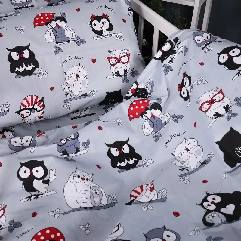Наволочка MirSon Бязь Kids Time 17-0672 Silver Owlets сіра 50х50 см (2200010184211) - фото 3