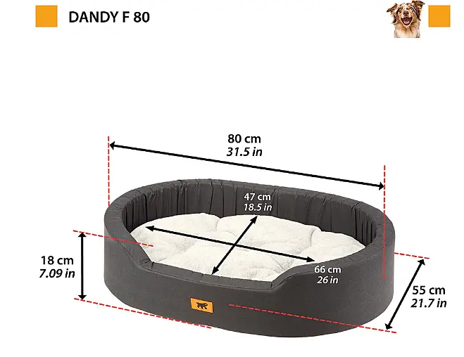 Лежак для собак і котів Ferplast Dandy 80 зі штучним хутром сірий 80x55x18 см 82944097 - фото 2