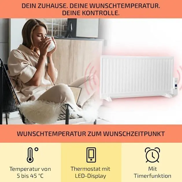 Масляный обогреватель OneConcept Wallander 1000W (10033102) - фото 3