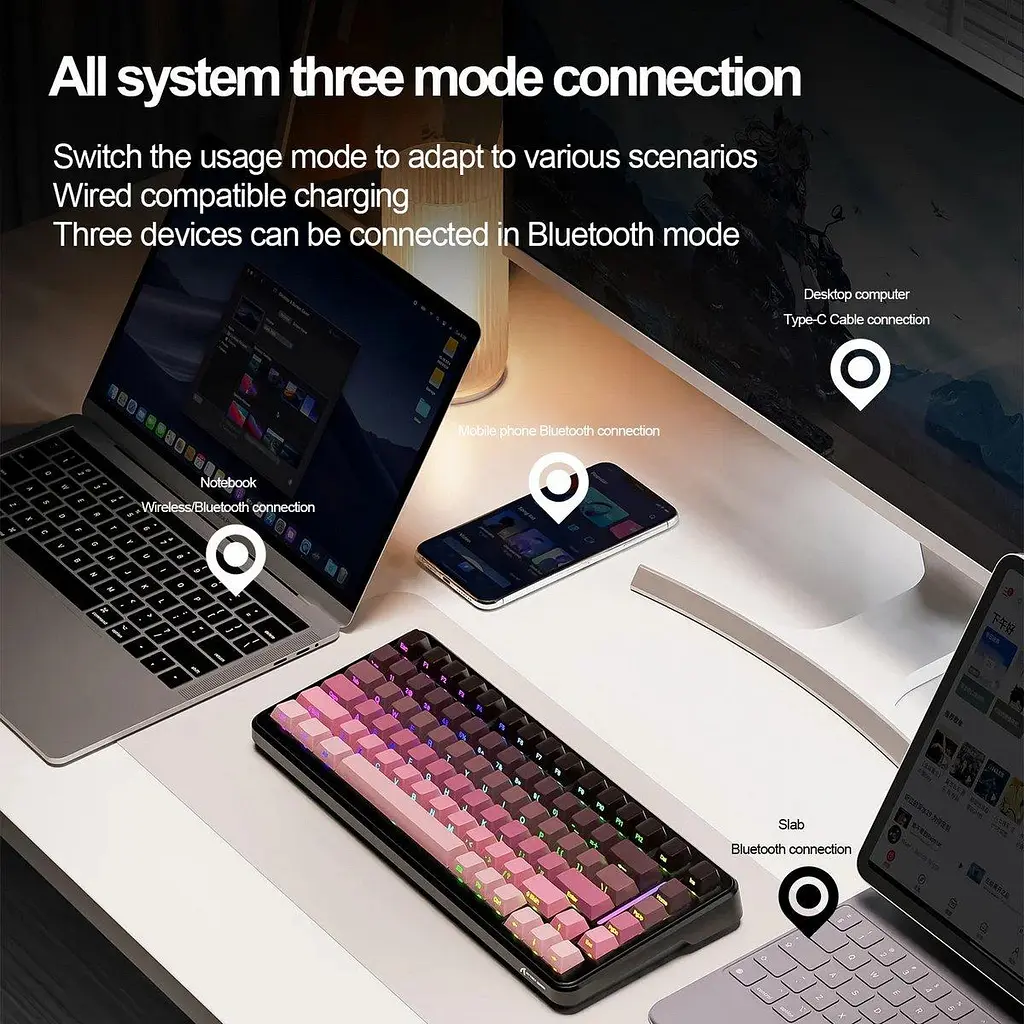 Клавіатура Attack Shark M86 RGB Linear Blueberry Switches Wireless (AS-6972792471518-SB-UA) Star Black (G-000004474) - фото 4