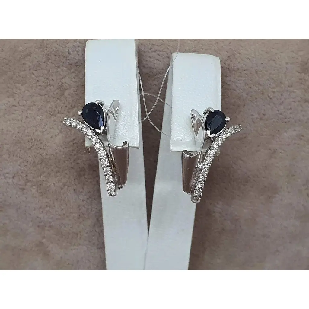 Золоті сережки Ювелір Сервіс з діамантами і сапфірами. 37646090 - фото 4