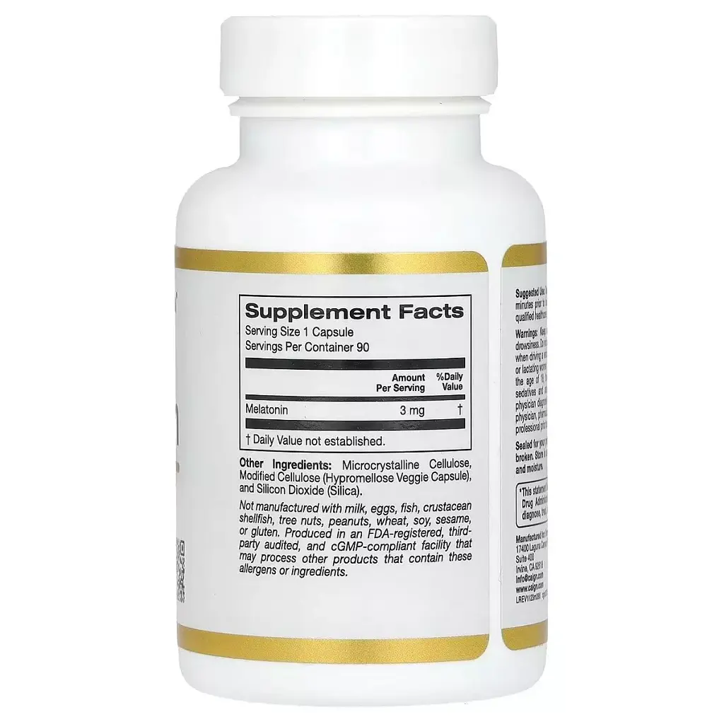 Мелатонін California Gold Nutrition Melatonin 90 вегетаріанських капсул - фото 2