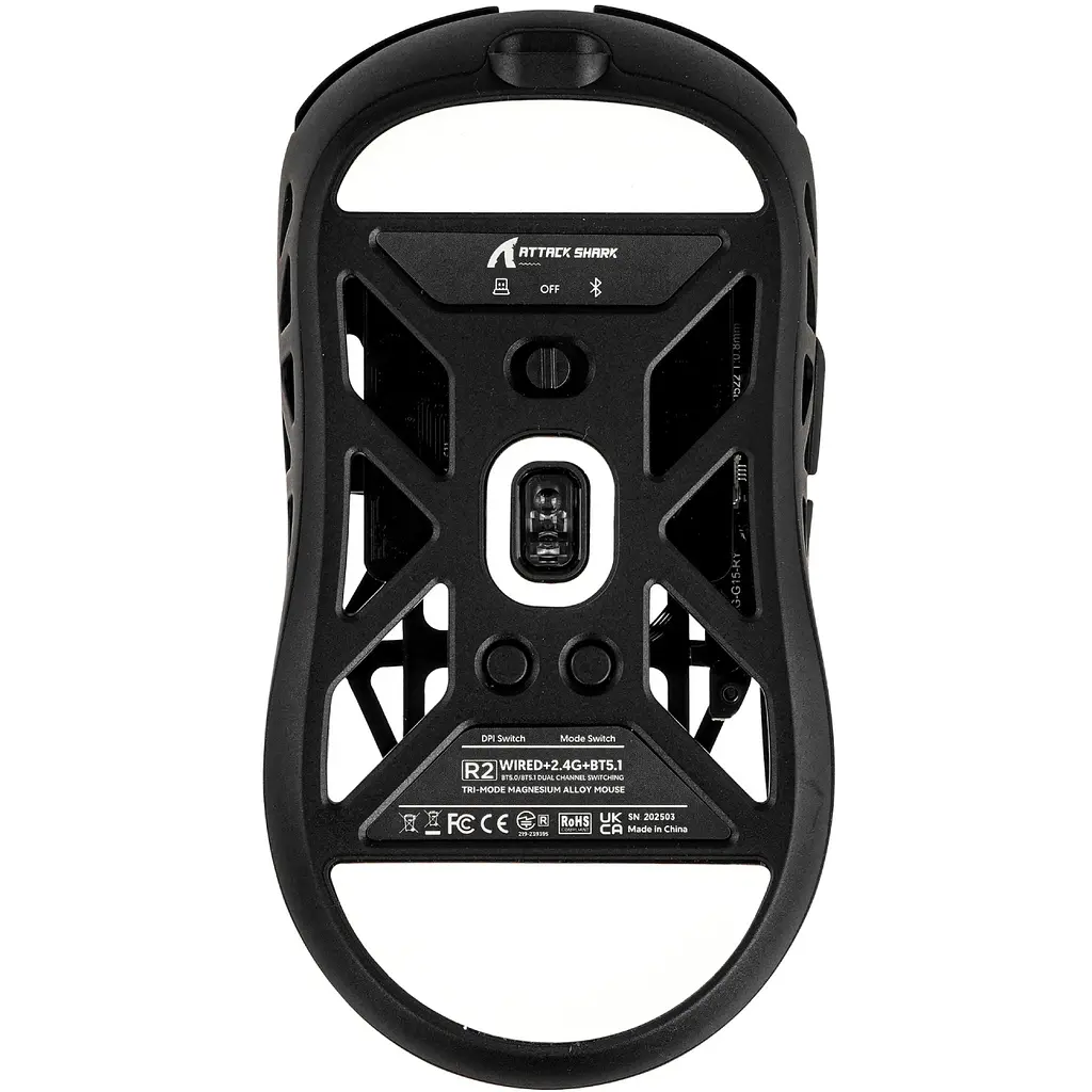 Мишка Attack Shark R2, Wireless/Bluetooth, 42000dpi, (PAW3950), 6кн., Black - фото 6