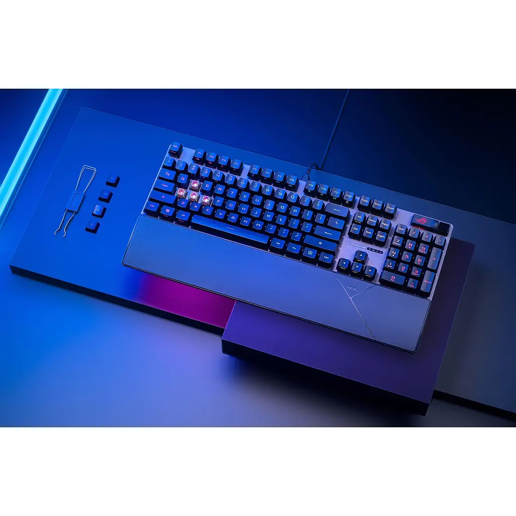 Клавіатура ASUS ROG Strix Scope II RX Red EN/UK USB RGB Black (90MP0350-BKMA00) - фото 4
