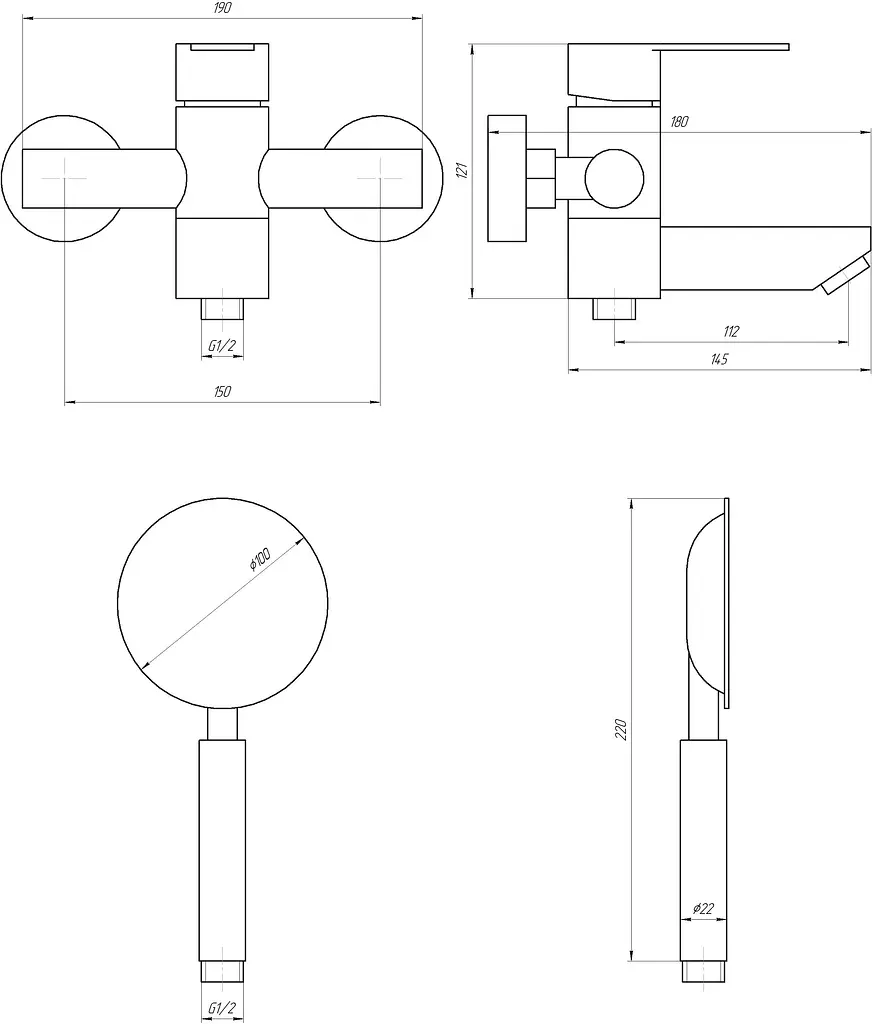 Смеситель для ванны Globus Lux Ring SR-102N Хром матовый - фото 6