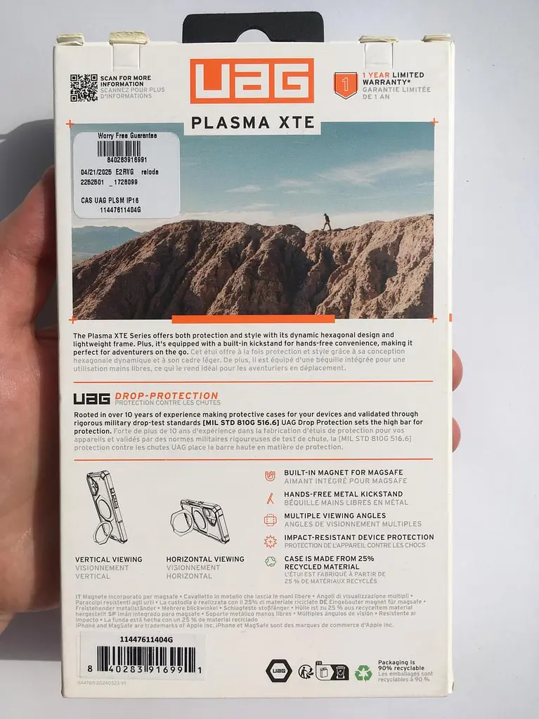 Оригінальний протиударний чохол для iPhone 16 UAG Plasma XTE MagSafe Black 11447611404G з підставкою - фото 6