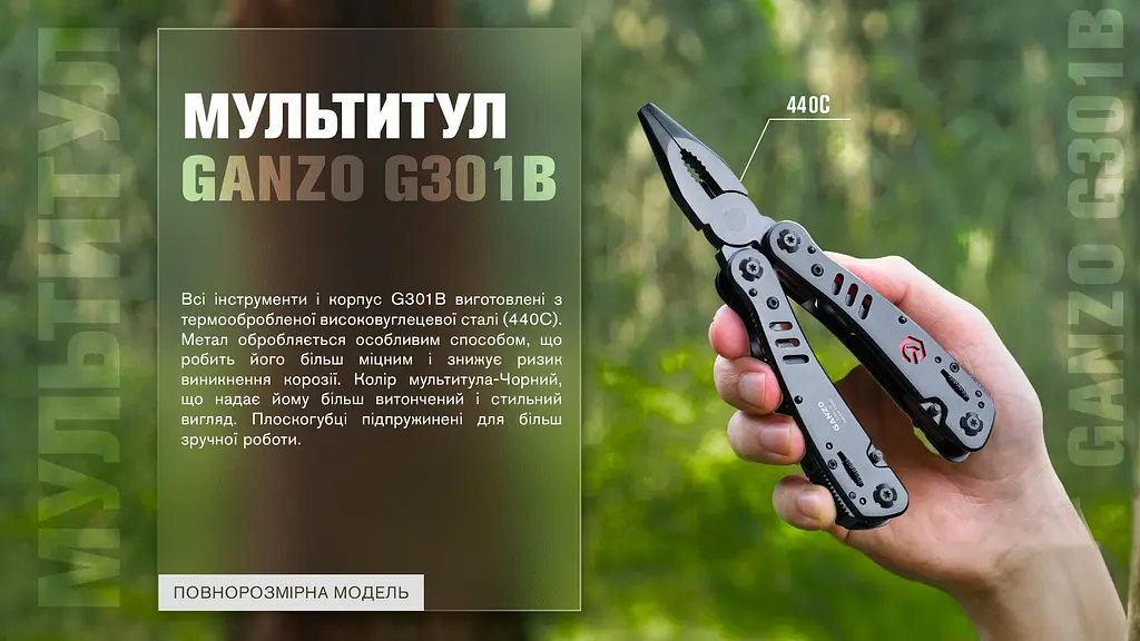 Мультитул Ganzo G301-B Black Edition 26 функций - фото 14
