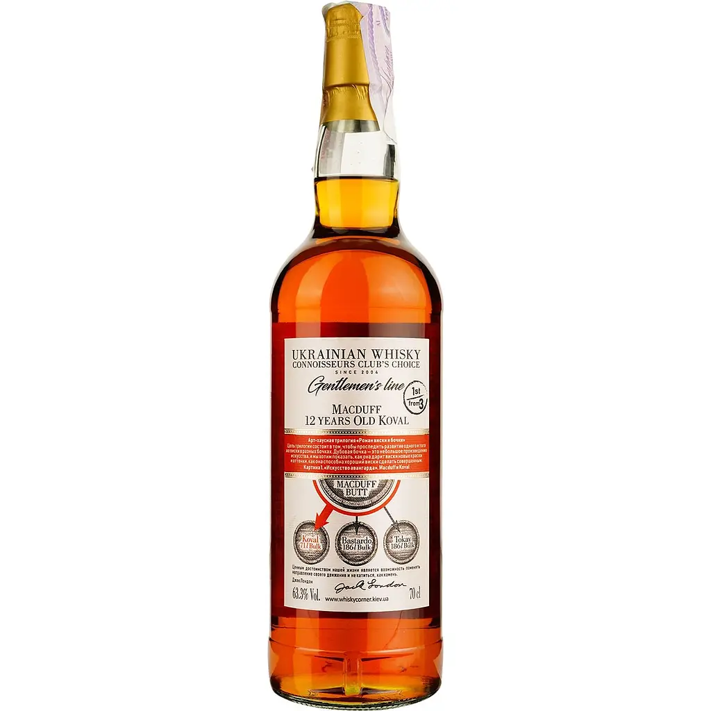 Віскі Macduff 12 Years Old Koval Single Malt Scotch Whisky, у подарунковій упаковці, 63,3%, 0,7 л - фото 4
